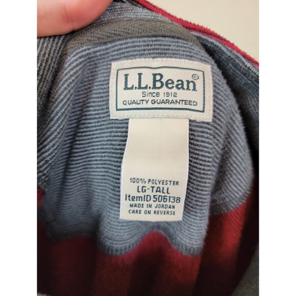 L.L. Bean Men's 1/4 Button Pullover Shirt Tall Long Sleeve Mock Neck Size Large - Picture 4 of 5
